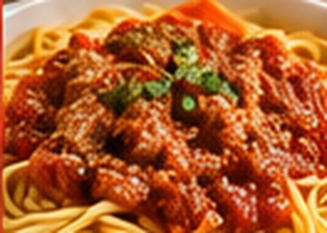 Illustrated spaghetti with tomato sauce
